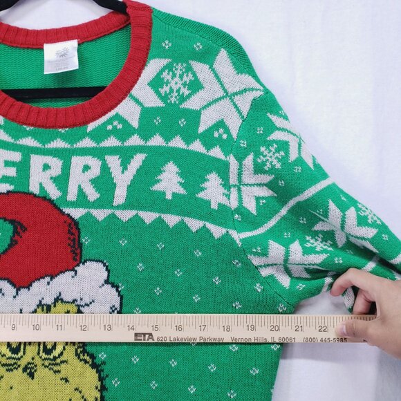 The Grinch Merry Grinchmas Knit Ugly Christmas Crewneck Sweater Large Dr. Seuss - Picture 4 of 16